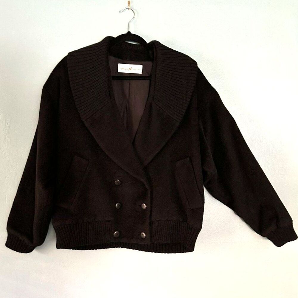 Peruvian Connection Black Lined Bomber Jacket Sha… - image 1
